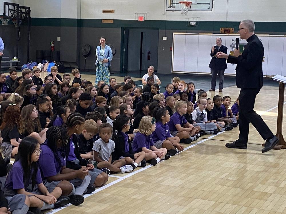 St. Peter School students participating in a prayer service at St. Peter School