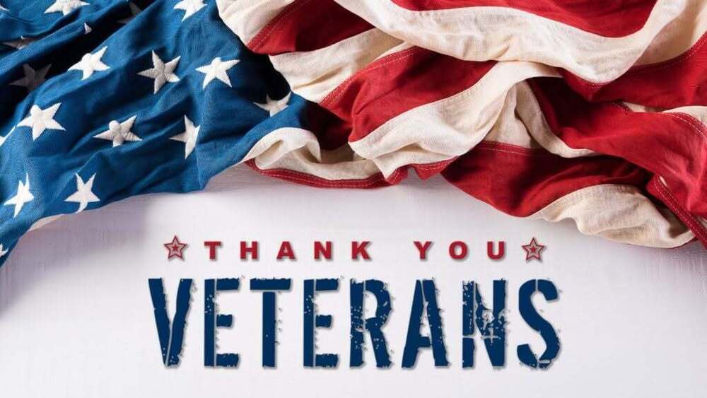 Veterans Day Logo with AMerican Flag and stars