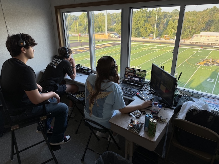 SLNN news crew working at the football jamboree