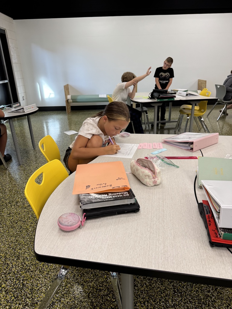 Sixth grade math students working in the steam lab