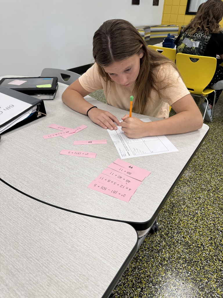 Sixth grade math students working in the steam lab