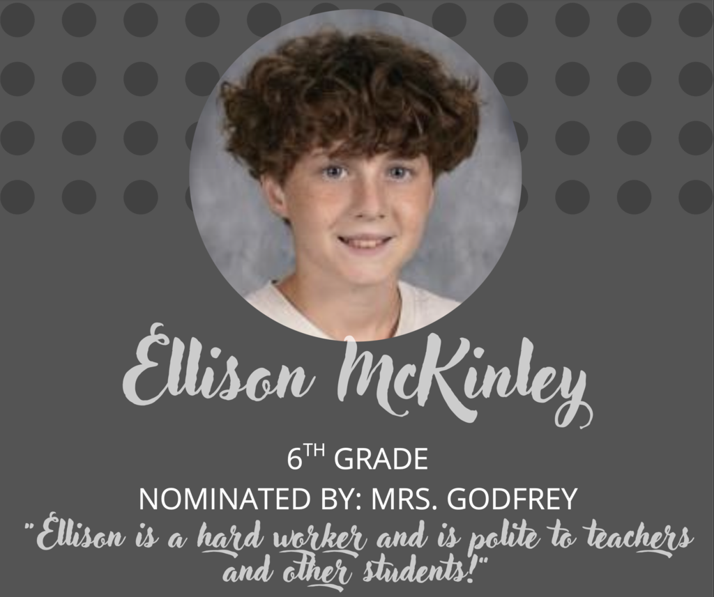 Sixth grade Student of the Month