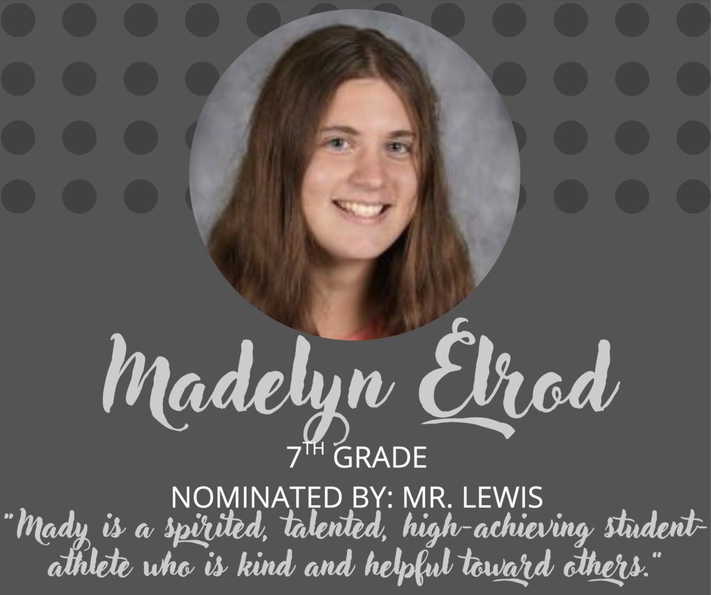 Seventh grade Student of the Month