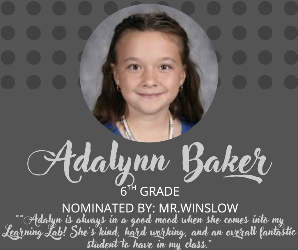 Sixth grade Student of the Month