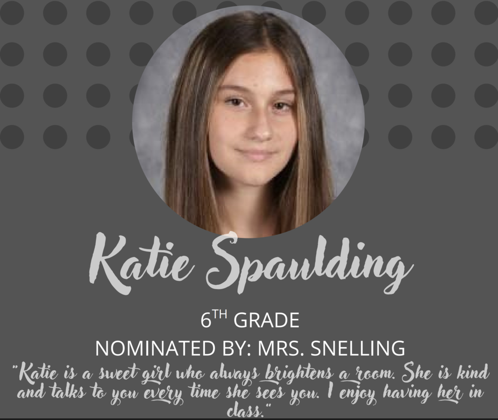 Sixth Grade Student of the Month