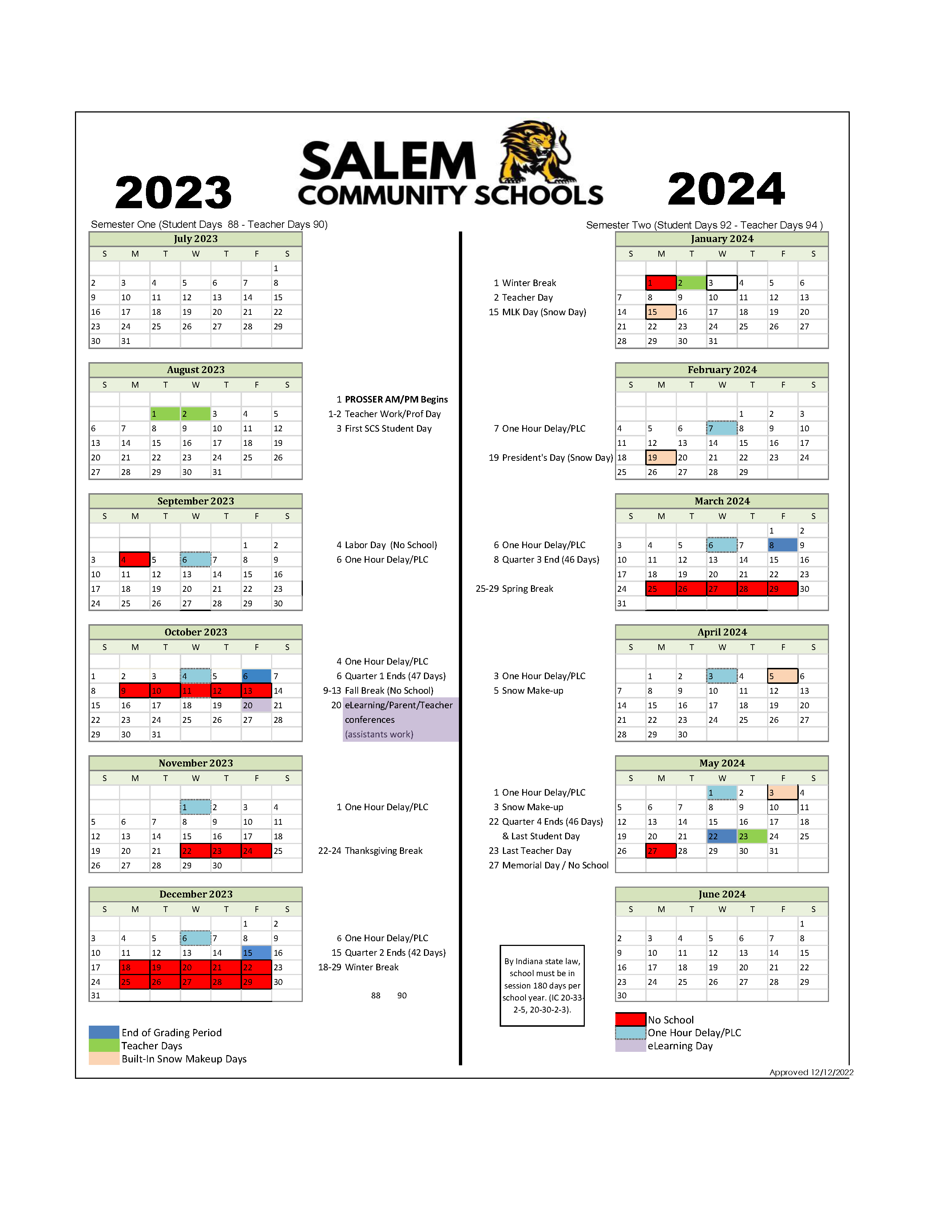 2023 24 School Calendar Salem Community Schools 2023 24 School Calendar Salem Community Schools