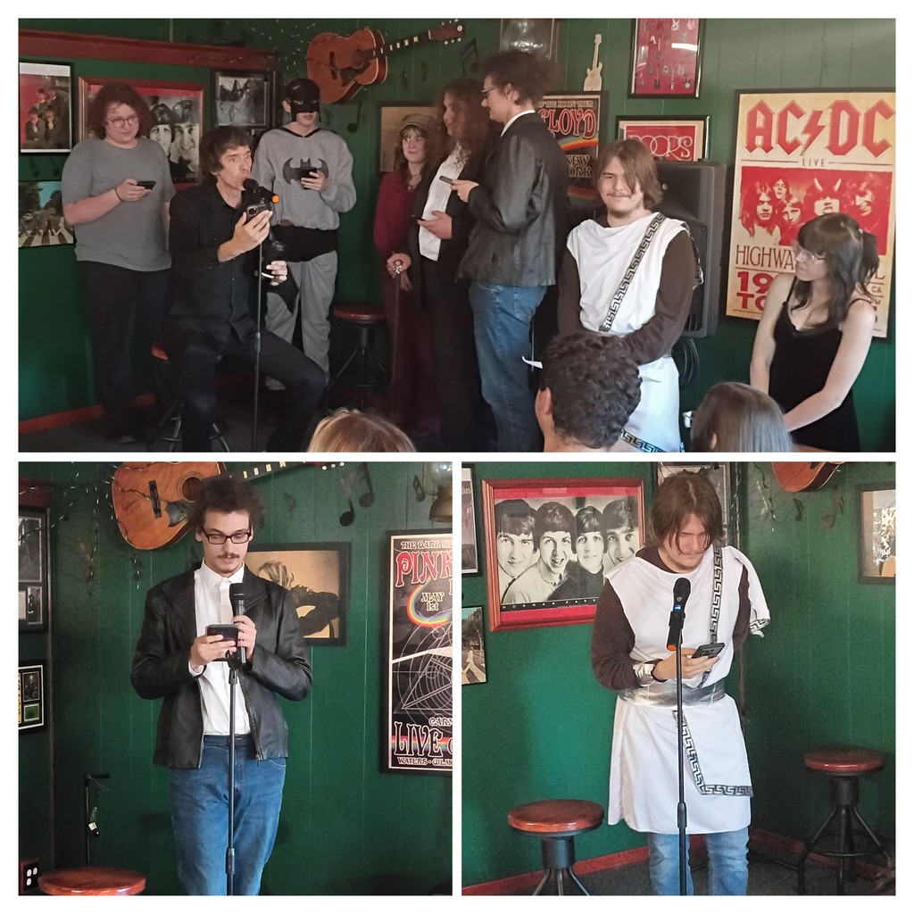 Students and teacher reading poetry