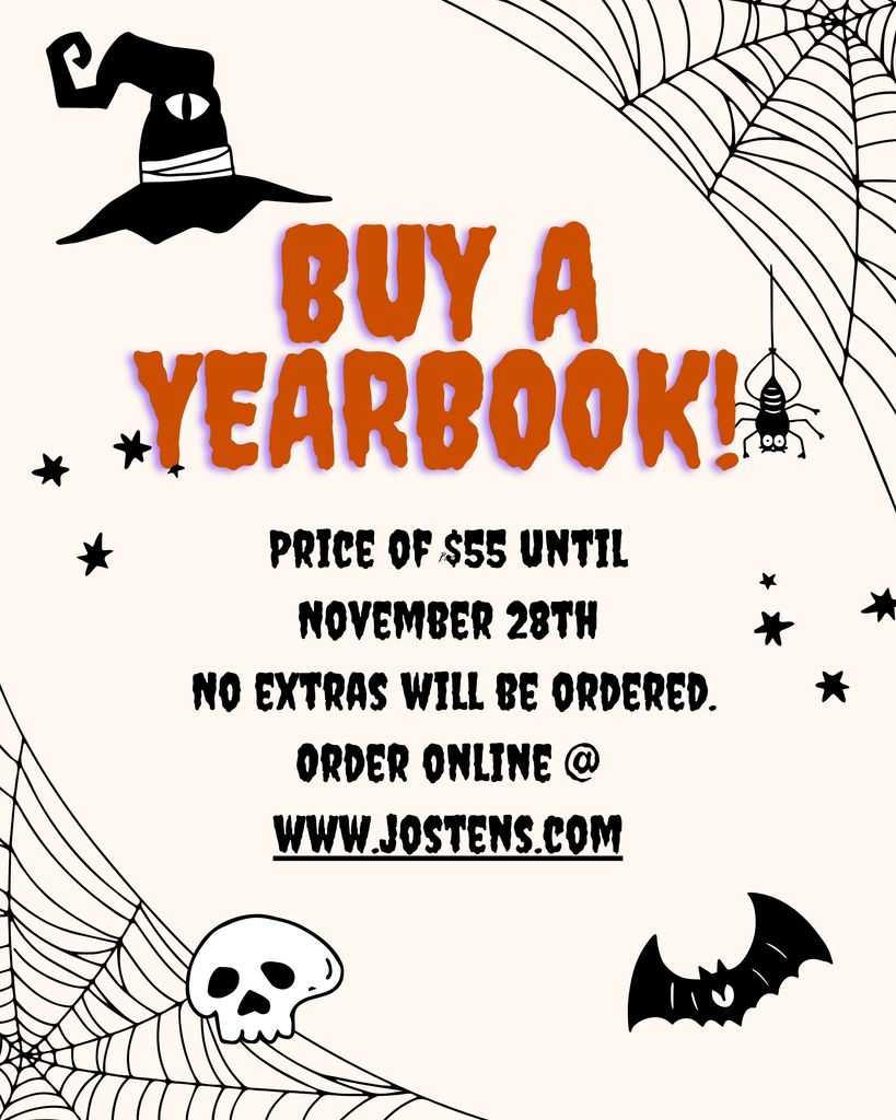 This is a Halloween inspired Yearbook advertisement that includes the price and where to order.