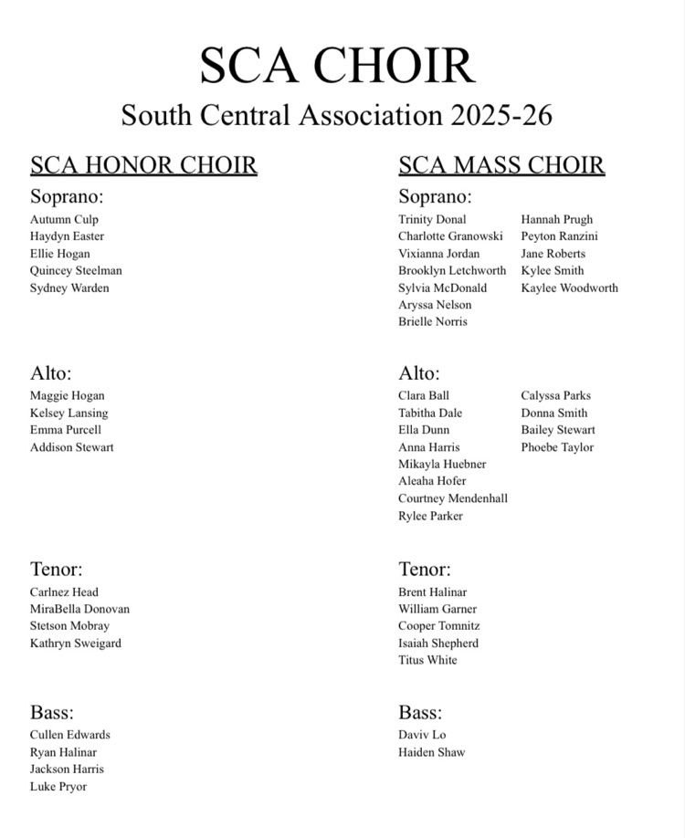 SCA Choir selections