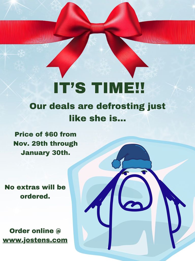 This is a poster with a parody of Mariah Carey in an ice cube singing about it being time to order a yearbook.