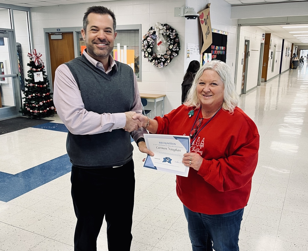 Mrs. Vaughan and Mrs. Johnson December Staff Member and Teacher of the Month for December.