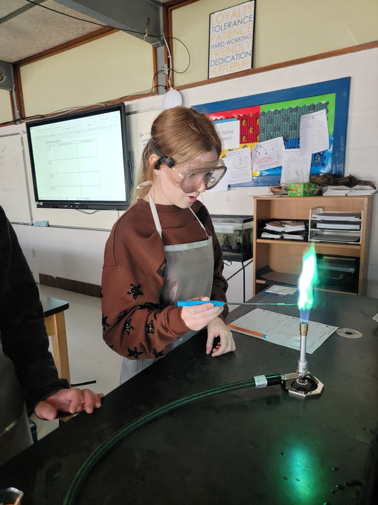 Students testing metals using a Bunsen Burner.