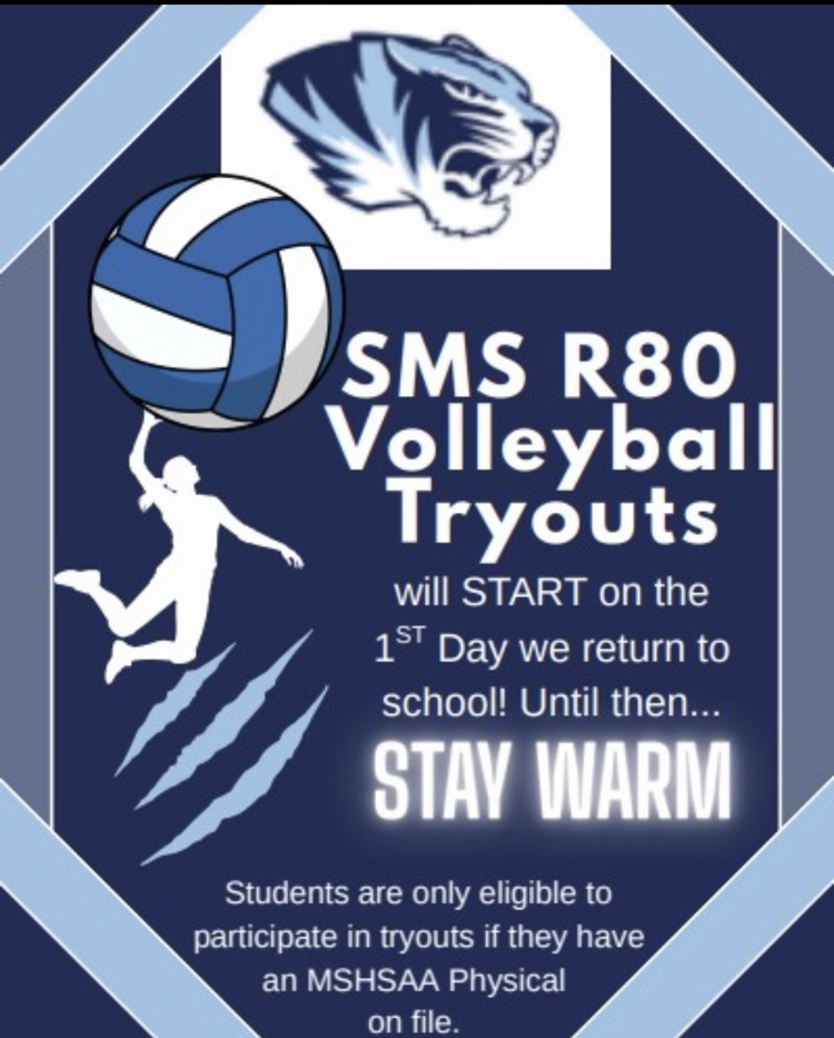 Volleyball tryouts will start the 1st day we’re back in session! Be ready! 
