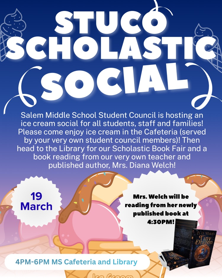 Ice Cream Social at tomorrow night’s Book Fair from 4-6PM!