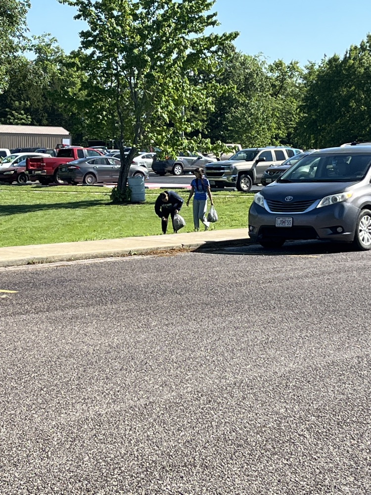 students with trash collected 