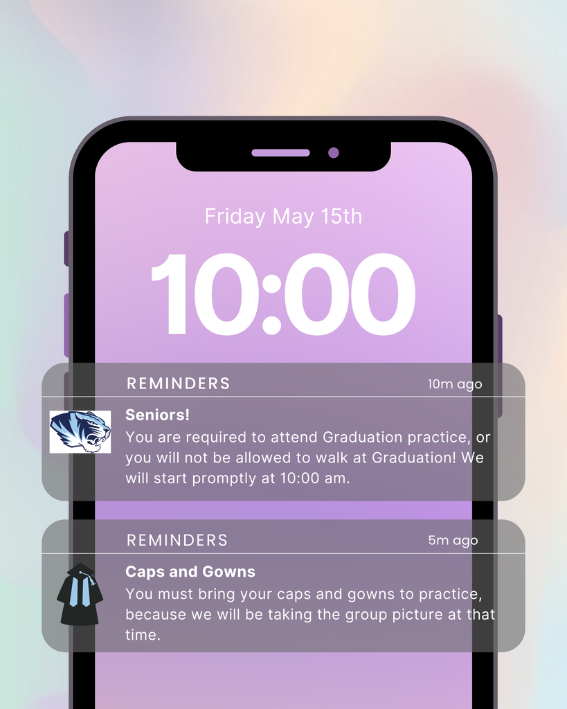 Graphic of phone with notifications for seniors. 