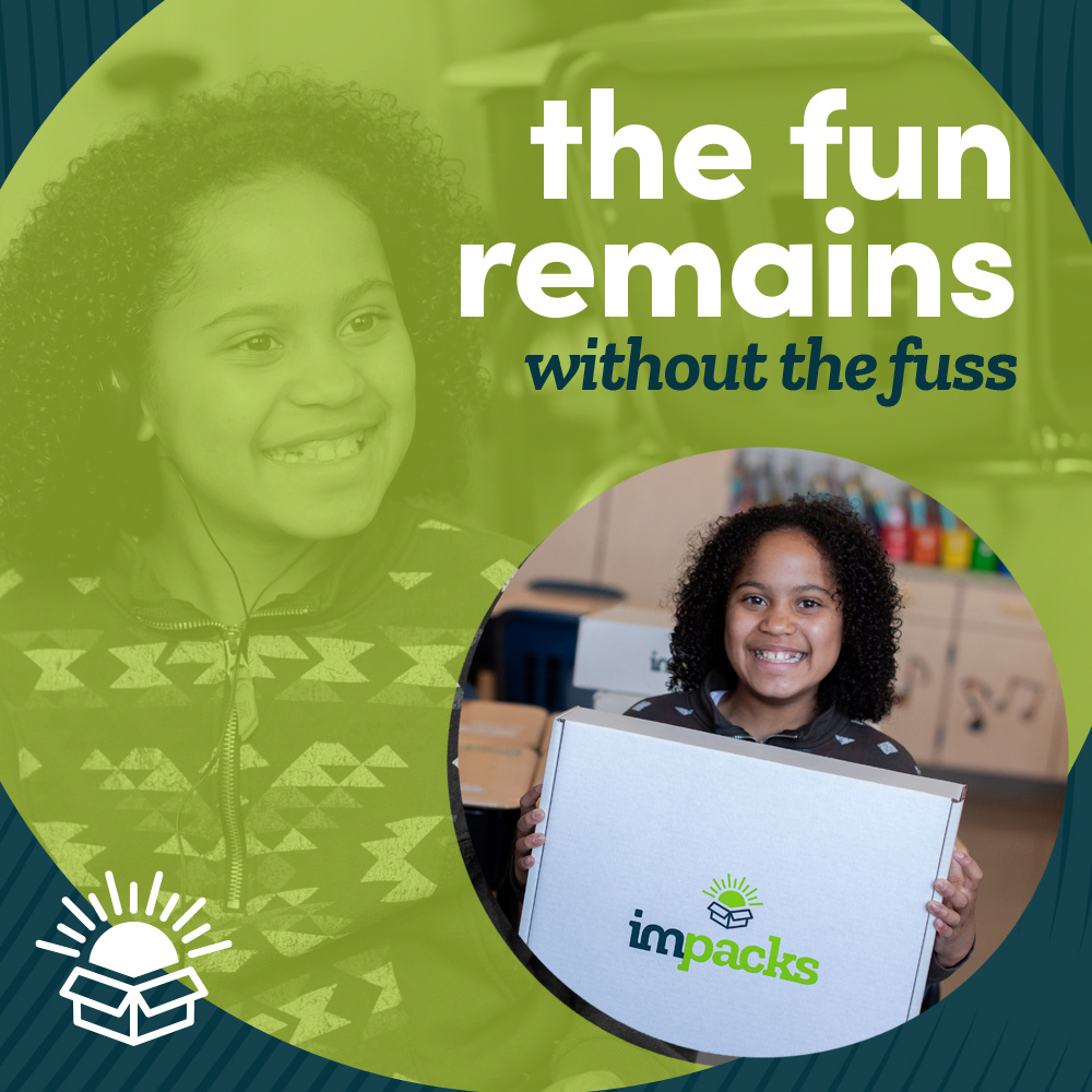 The fun remains without a fuss- girl holding a supply box