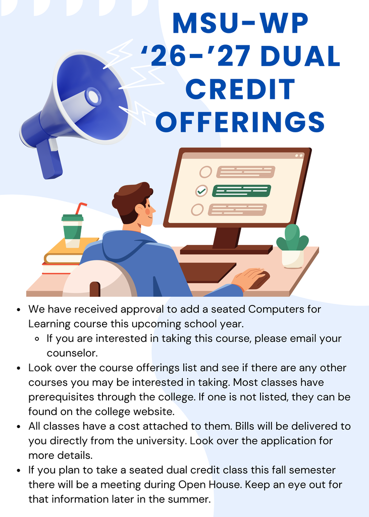 Dual credit flyer. The wording is included in the post.