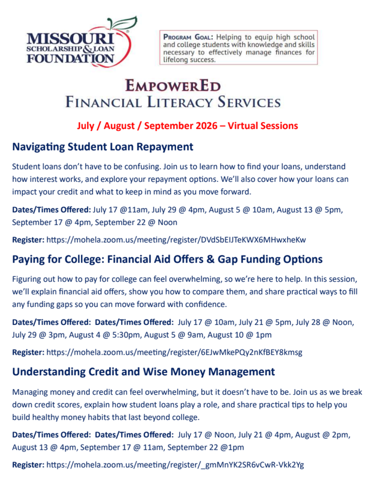 Financial Aid Session Flyer