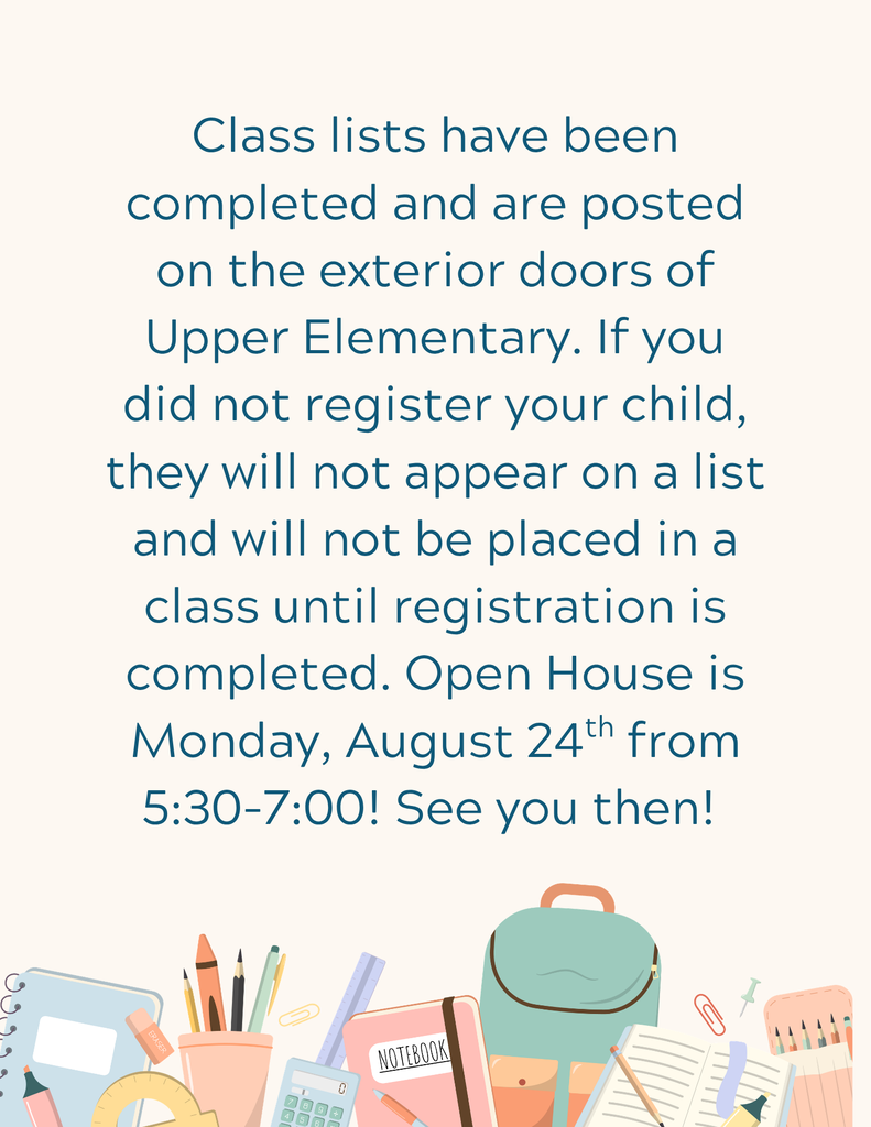 Class Lists are Posted at Salem Upper Elementary on the exterior doors