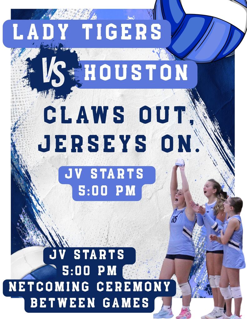 The flyer features three Salem High School volleyball players cheering on their team from the sideline. The game on Thursday, September 24th will include our Netcoming ceremony between the JV and Varsity games. The JV starts at 5:00 pm. The student theme is Jersey night.