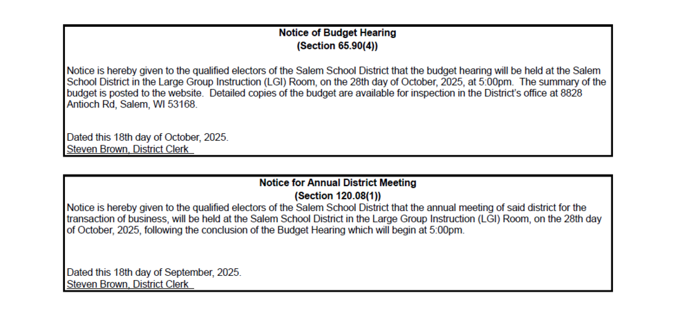 Notice Budget & Annual
