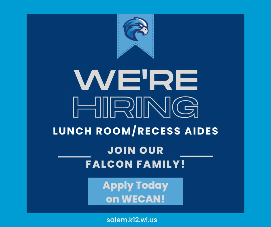 We are hiring image for lunch room and recess aides