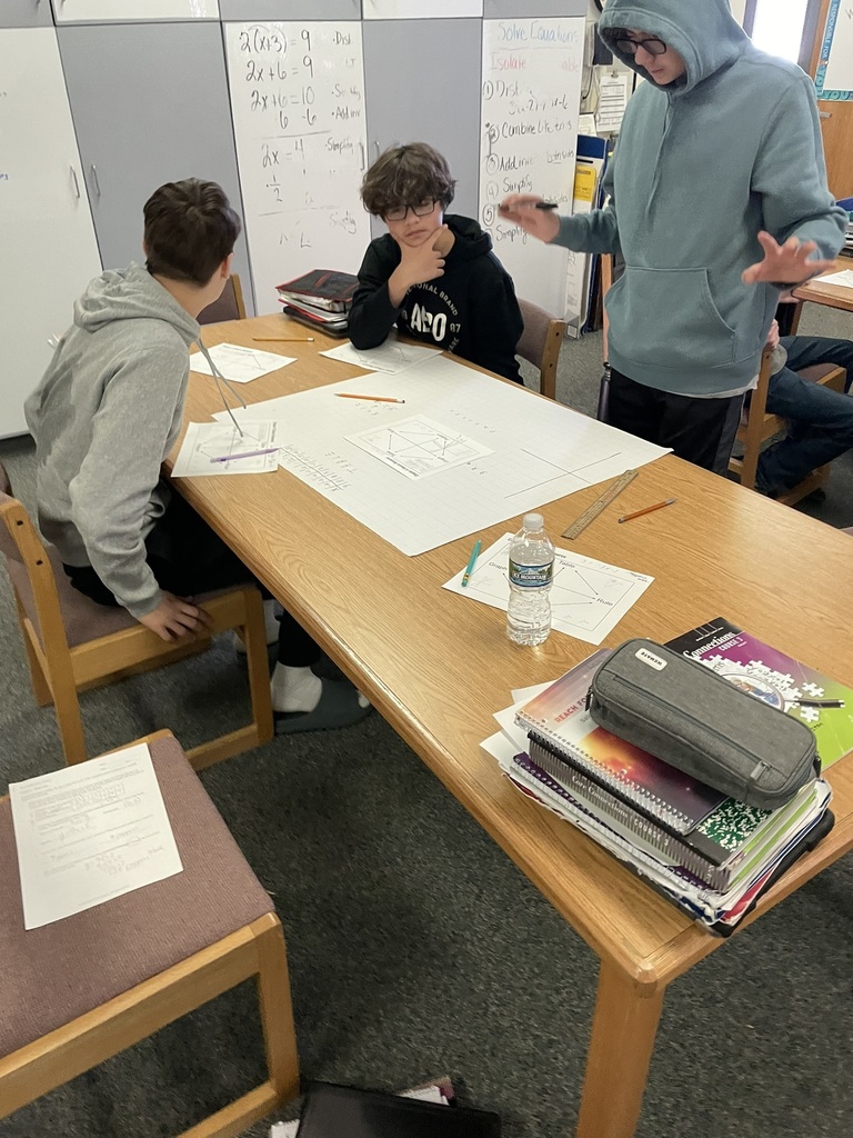 middle school students working on graphing in a math class