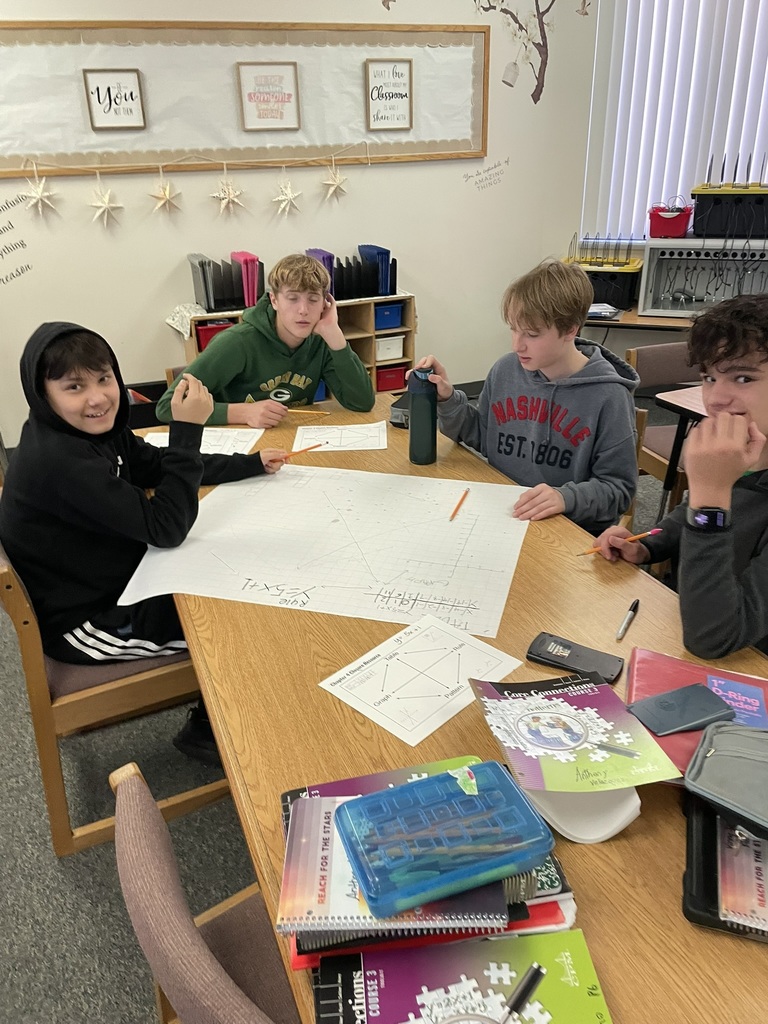 middle school students working on graphing in a math class