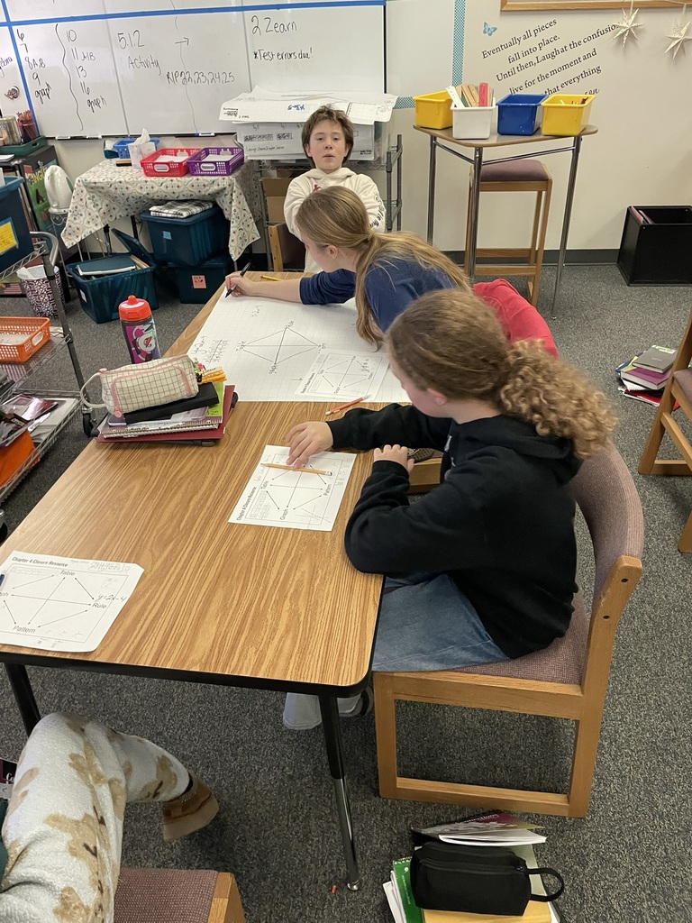 middle school students working on graphing in a math class
