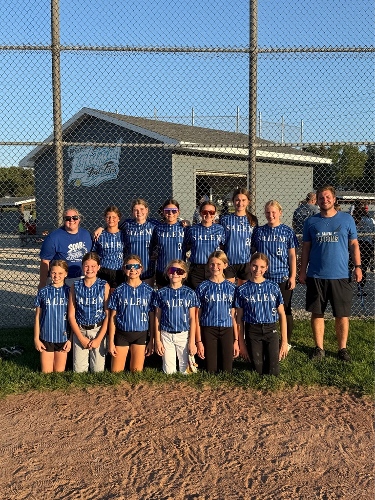 Salem girls softball team picture outside on the field after the tournament