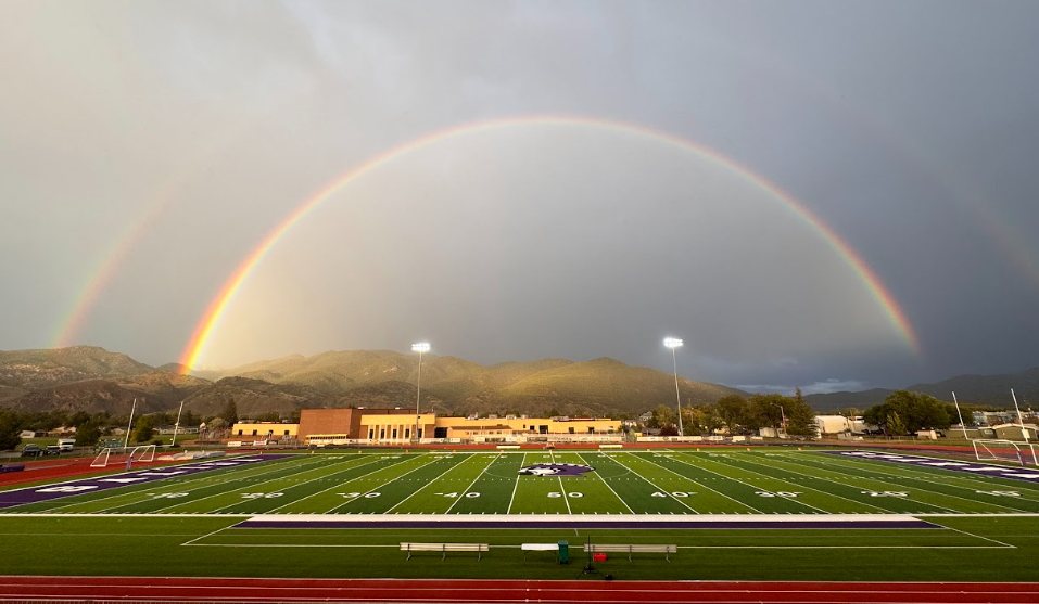 Rainbow over field