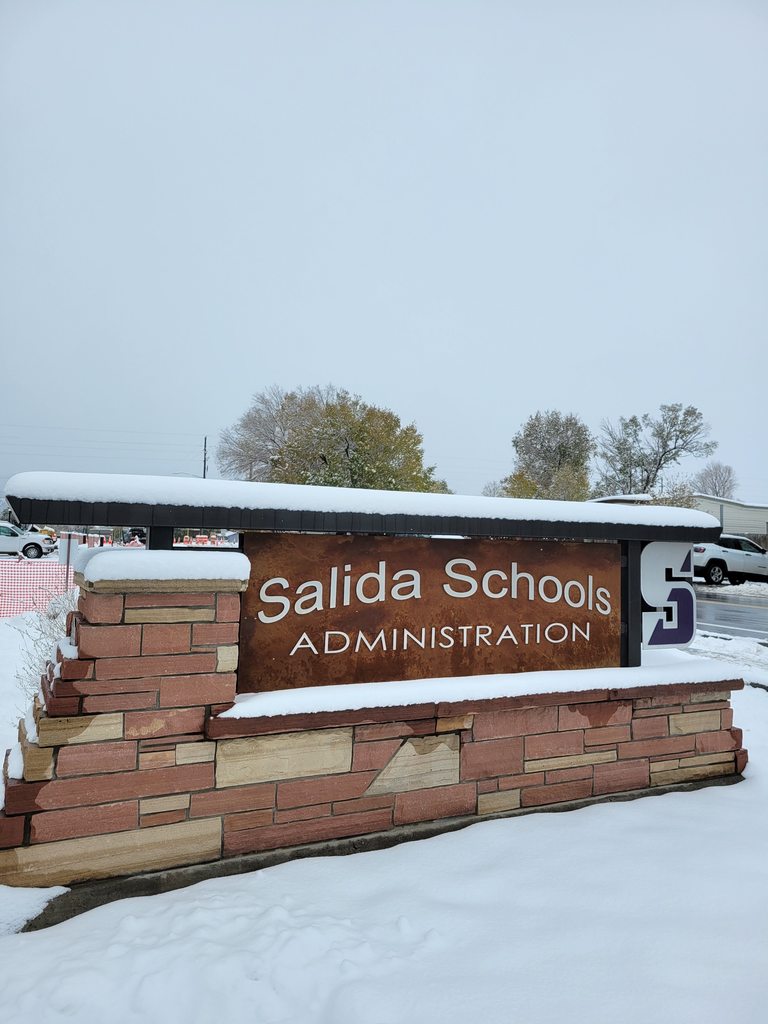 Snowy Salida Schools Administration Sign