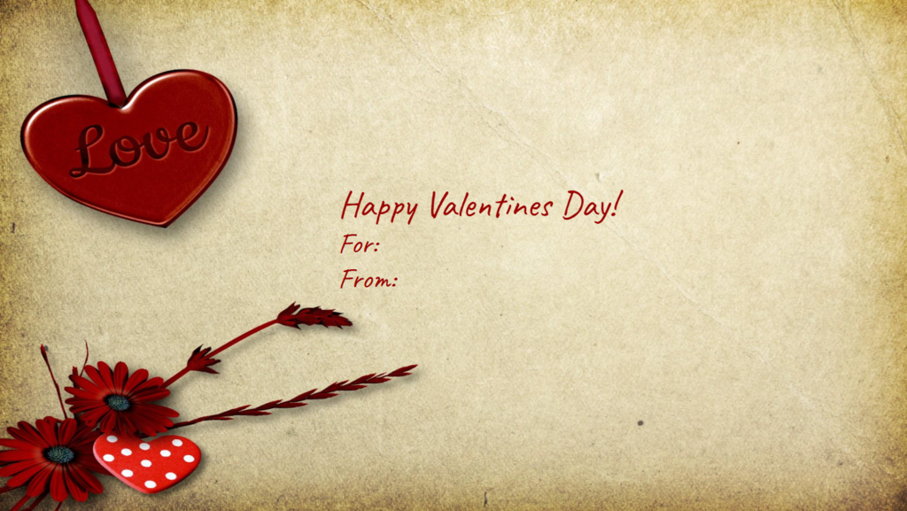 Valentine's Gram with flowers and hearts