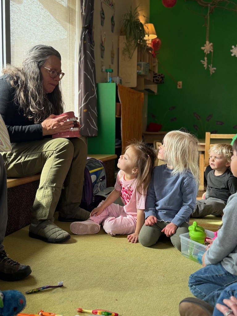 Julie Nutter from Chaffee County Public Health talks to a group of ECC students about human teeth.