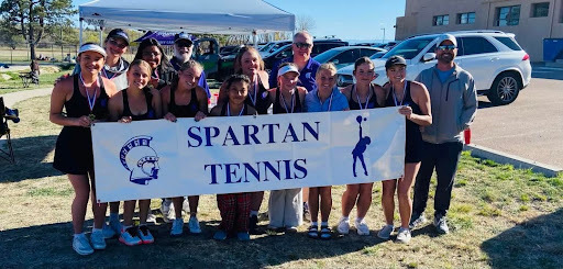 2026 Girls Tennis Team with Team Banner