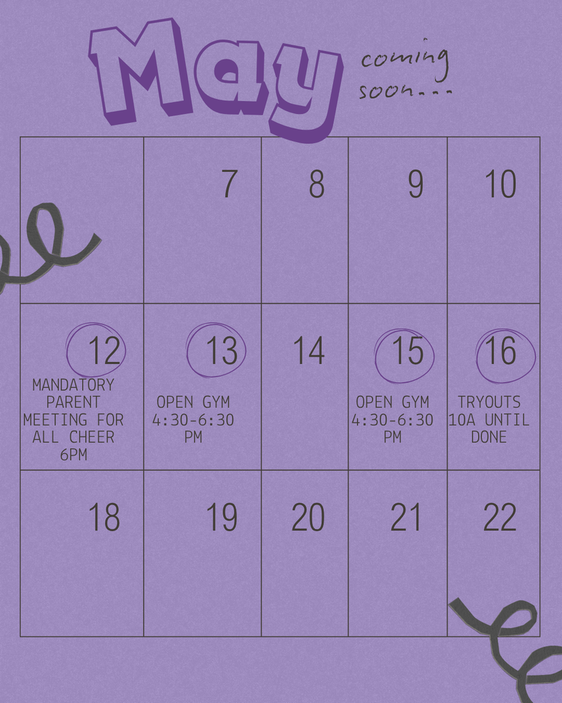 Flyer for May SHS cheer events