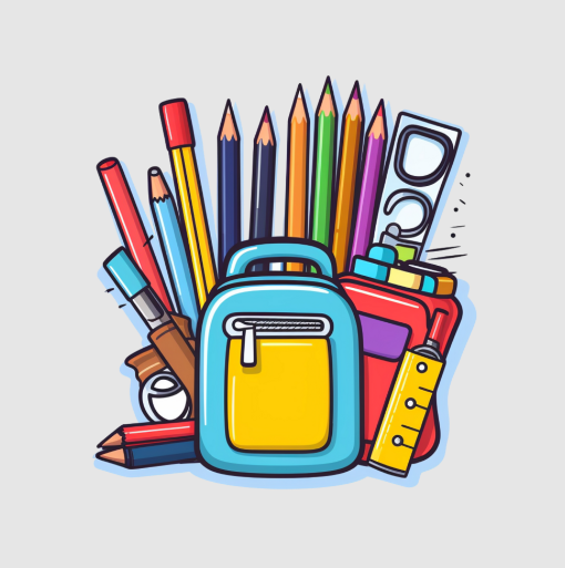 digital art of various school supplies