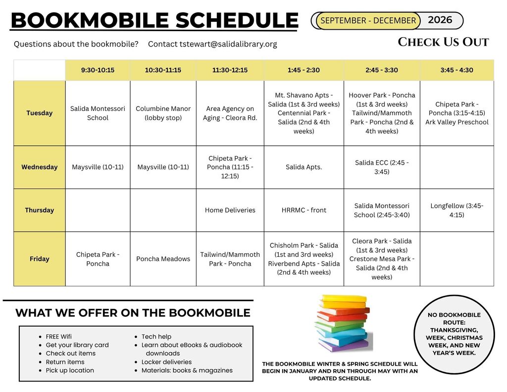 The Bookmobile's schedule