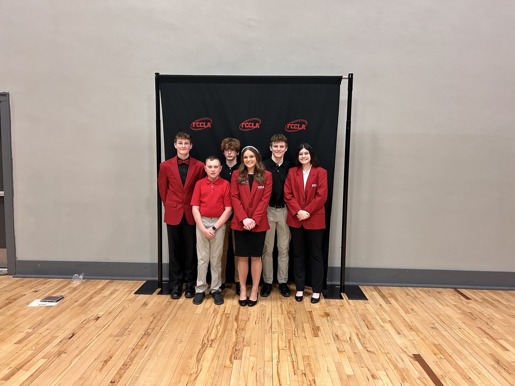 Back Row Left to Right: Lane Cruse, Jameson Schoo, Luke Britt, Brylee Wallace. Front Row: Lawson Ostermann, Lydea Britt. FCCLA Region 3 Awards and Officer Installation