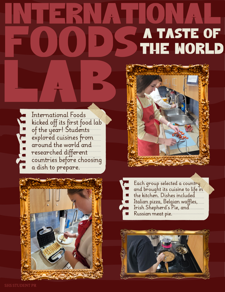 International foods explored European Food by making Belgian Waffles, Pizza, Meat Pie and Shepard's Pie.