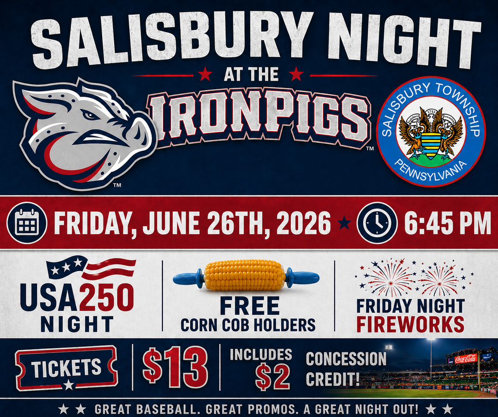 graphic of the information for salisbury night at the iron pigs 