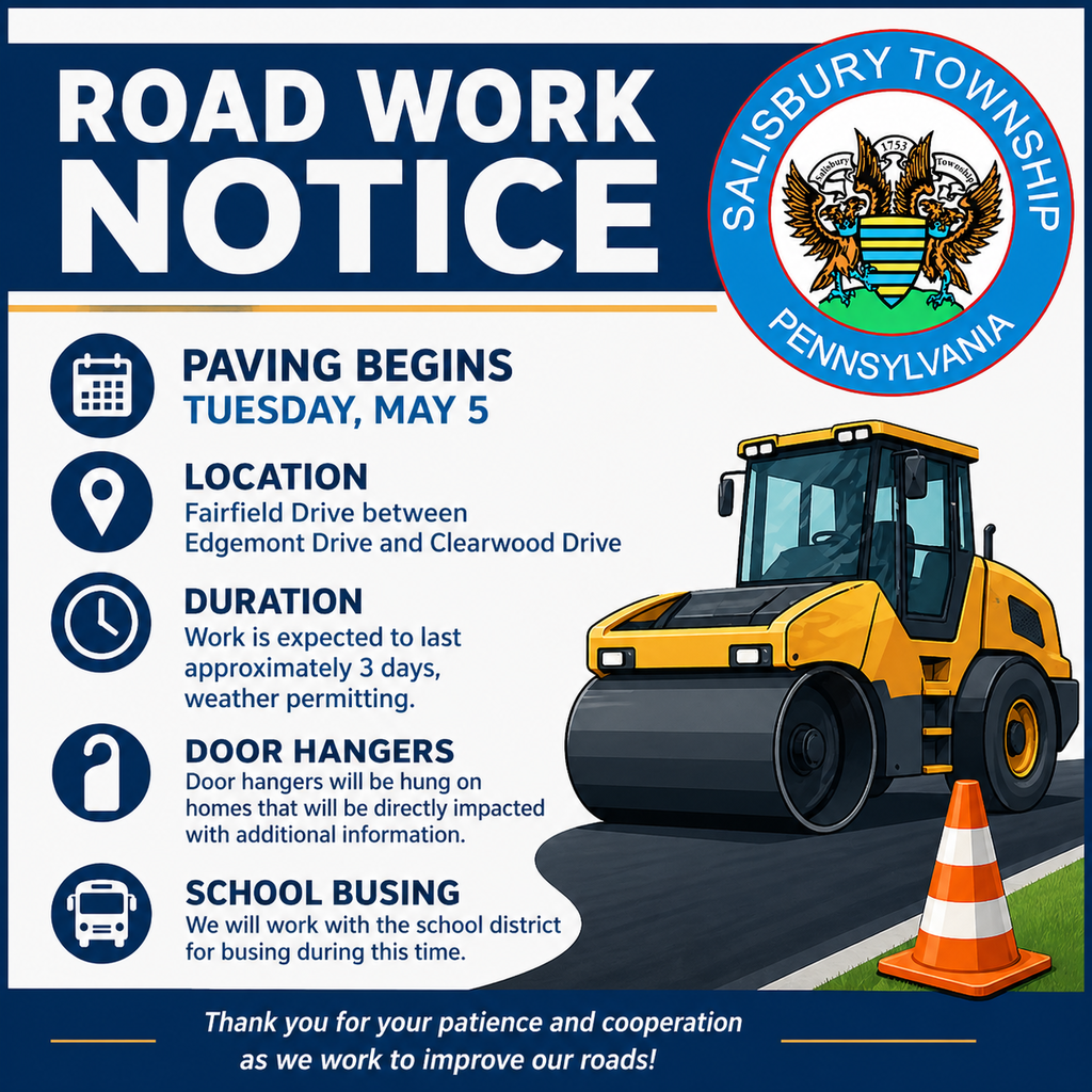 paving notice and info for Fairfield Drive