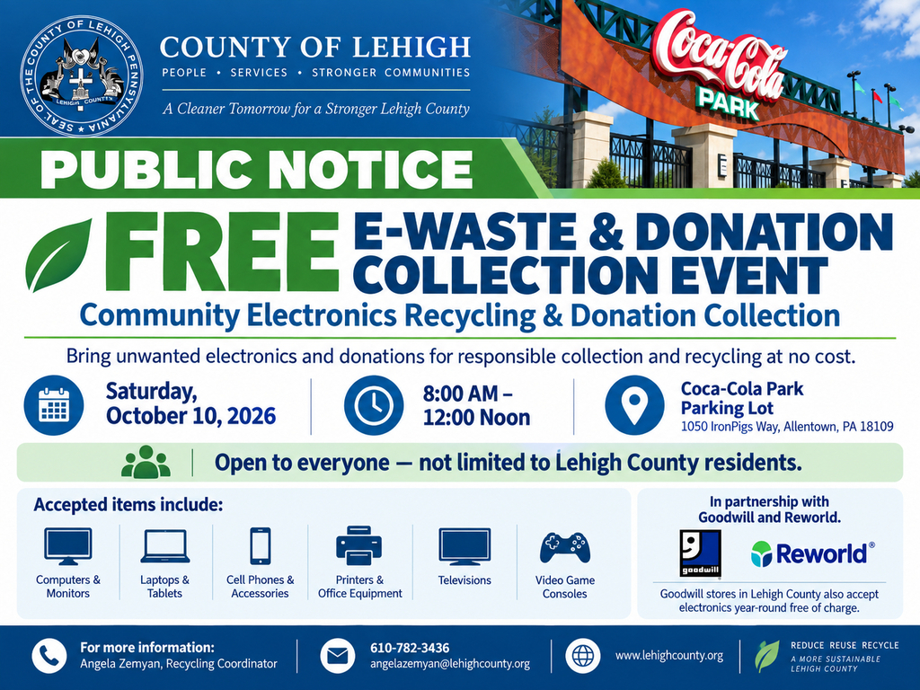 Lehigh County E-Waste Event graphic