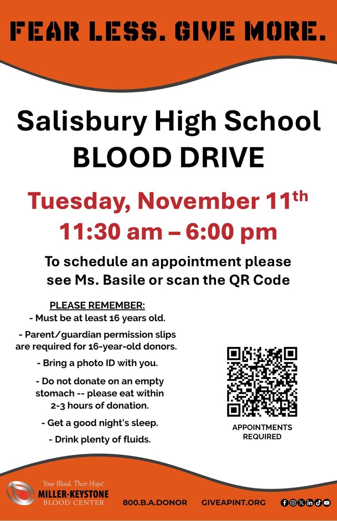 Fall Blood Drive Nov. 11, 2025 in the aux. gym of SHS