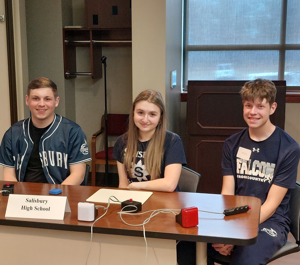 Photo of Salisbury students Riley Nemitz, Soledad Lausch and Jonah Nemitz at 2026 CLIU Academic Challenge. 