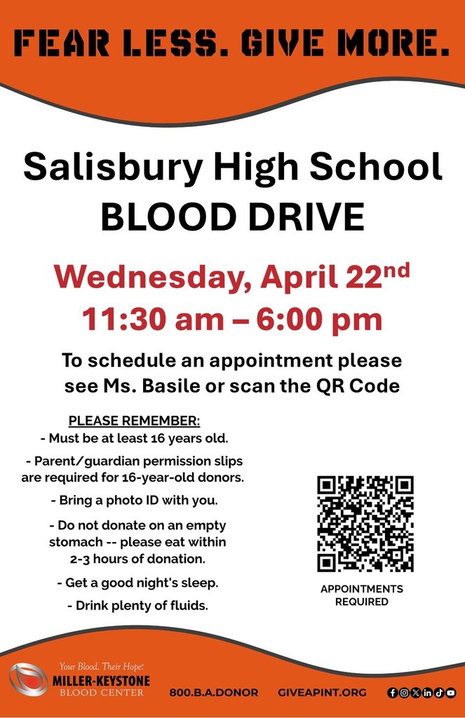 Blood drive in the SHS aux gym on April 22
