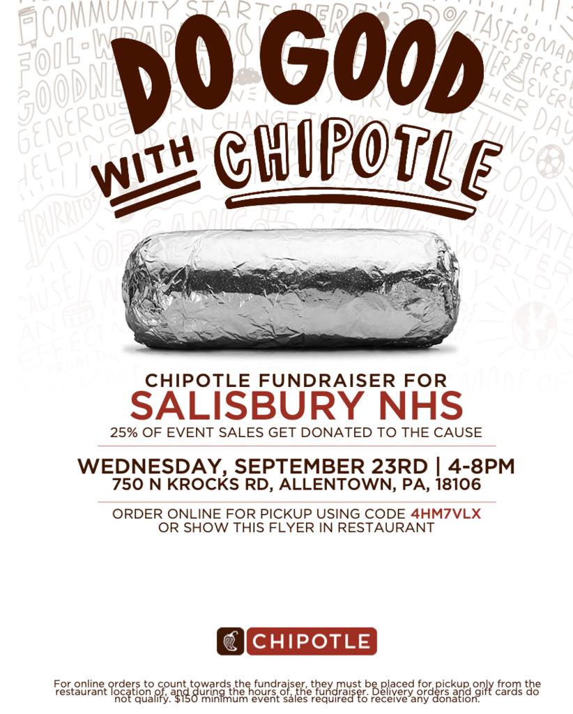 Chipotle flyer for fundraiser on Sept. 23, 2026.