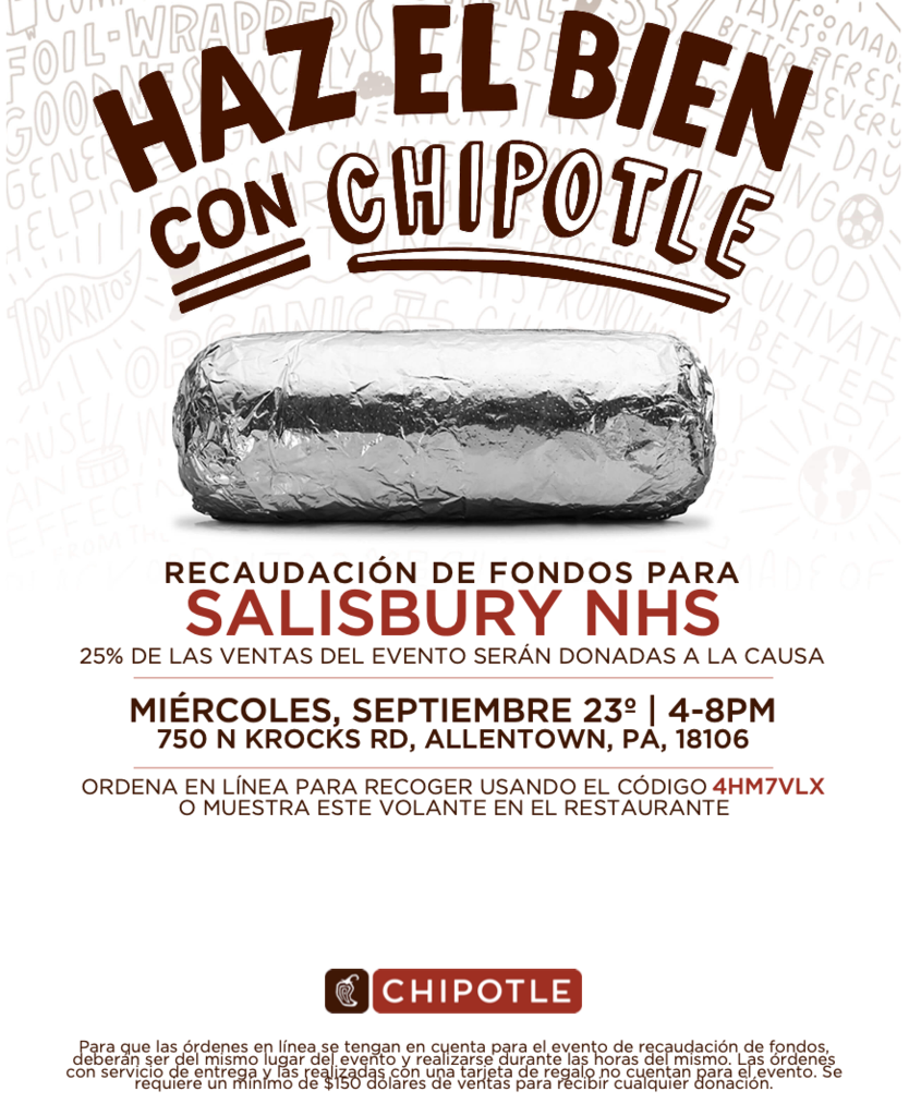 Spanish Chipotle flyer for Wednesday, 9/23/36