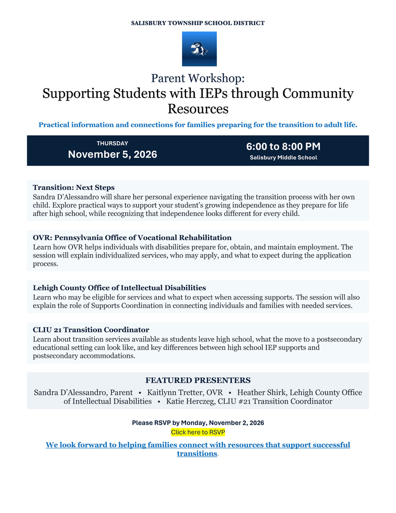 Supporting Students with IEPs Workshop Flyer